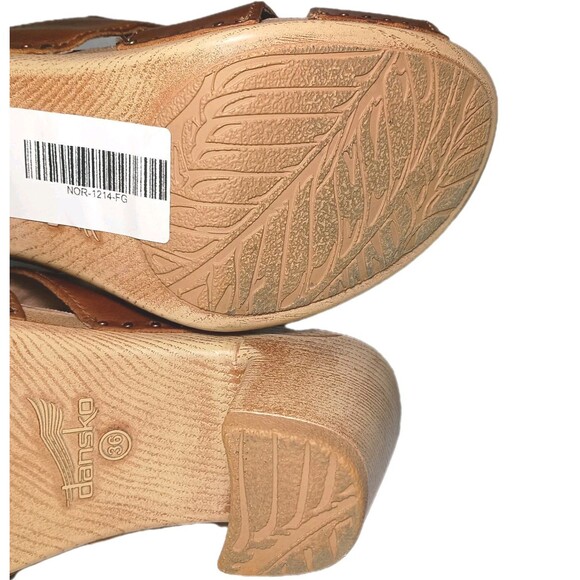 Dansko Tatiana Tan Pull Up Leather Sandals Size 36 Comfort Heel Slingback - Picture 14 of 16